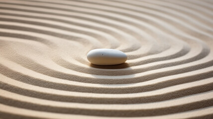Fototapeta na wymiar Zen garden meditation with sand wave and stone background