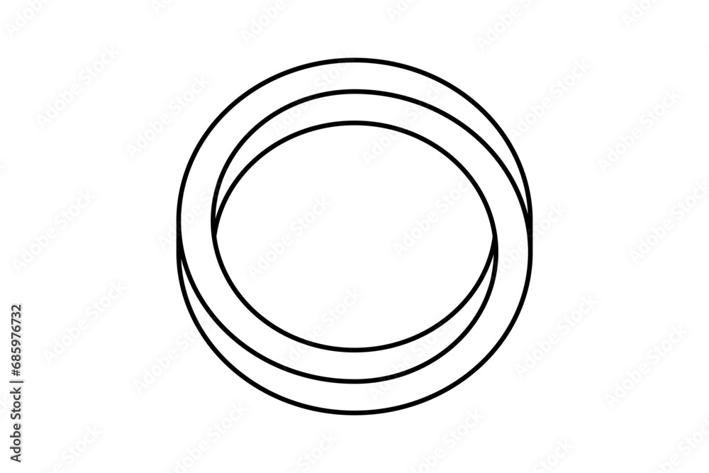 Aufkleber Impossible circle shape. Line optical line symbol. Outline mobius strip. Infinite loop object. Abstract unreal geometric form. Linear puzzle design element for logo, icon, label, tag. Vector sign
