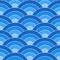 Blue shade of Japanese wave pattern background. Japanese seamless pattern vector. Waves background illustration. for clothing, wrapping paper, backdrop, background, gift card. - obrazy, fototapety, plakaty