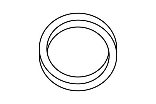 Impossible circle shape. Line optical line symbol. Outline mobius strip. Infinite loop object. Abstract unreal geometric form. Linear puzzle design element for logo, icon, label, tag. Vector sign