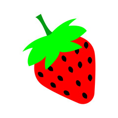 Garden strawberry fruit or strawberries flat color vector icon for food apps and websites isolated on white background