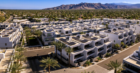 Aerial Cityscape of Generic White Townhome Community in Palm Springs