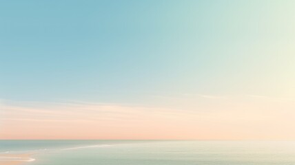 Clear blue sky sunset with glowing orange teal color horizon on calm ocean seascape background....