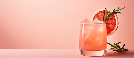 Fotobehang Grapefruit and rosemary infused hard seltzer cocktail. © AkuAku