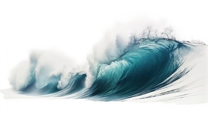 Huge Stormy Sea Wave Isolated on the White Background
