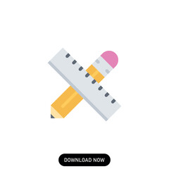 pencil and ruler white icon - pencil and ruler white icon vector