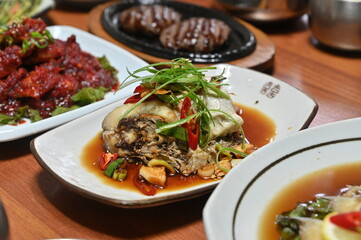 fish boiled in soy with spices Korean food
