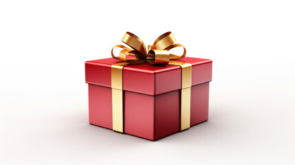 Obraz premium red gift box with golden ribbon