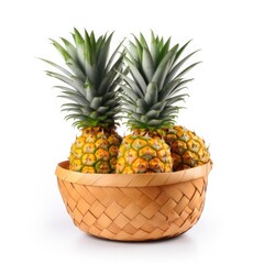 pineapple in a basket isolated on white background
