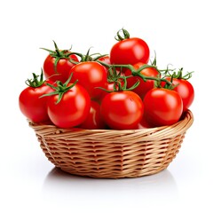 tomato in a basket isolated on white background
