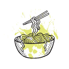 Noodle hand drawn illustration vector