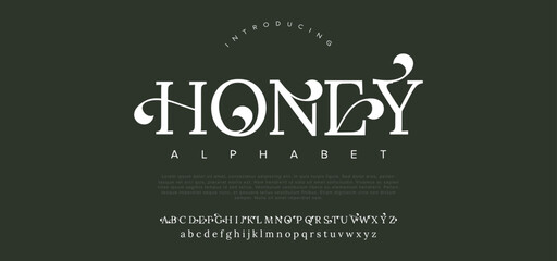 Luxury alphabet letters font and number. Typography elegant wedding classic lettering serif fonts decorative vintage retro concept. vector illustration - obrazy, fototapety, plakaty