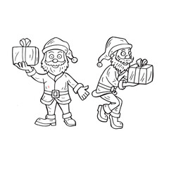 Set of santa character hand drawn illustration element vector