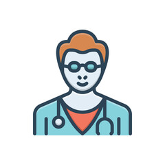 Color illustration icon for doctor