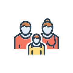 Color illustration icon for family 