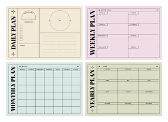 Printable Planner Template Collection with Daily Planner, Weekly Planner, Monthly Planner, Yearly Planner for Productivity Journal
