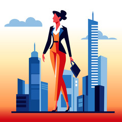 a smart girl standing at work office and wearing suit for  in working woman concept 