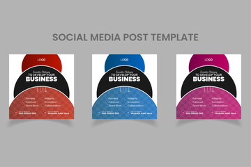 Modern geometric shapes business social media post template set