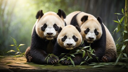 giant panda eating grass