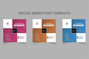 Rectangle shapes business social media post template set