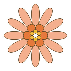 Groovy Retro flower illustration. Colorful flat vector illustration with groovy retro style.