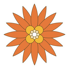 Groovy Retro flower illustration. Colorful flat vector illustration with groovy retro style.