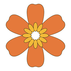 Groovy Retro flower illustration. Colorful flat vector illustration with groovy retro style.