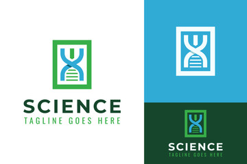 Creative Science Helix DNA Genetic Molecule Genome Bio Lab Logo Design Branding Template