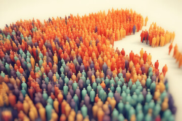 colorful crowd of people are shown in a large group. Generative AI
