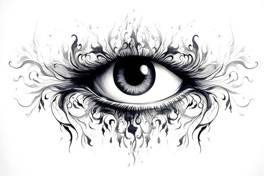 abstract black ink eye illustration