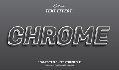 chrome 3d editable text effect - obrazy, fototapety, plakaty