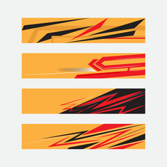 Sport car decal stripes. Speed lines, racing tuning strips and car sticker vector set. Orange vehicle marking elements for transport modifying isolated on black. Automobile identity