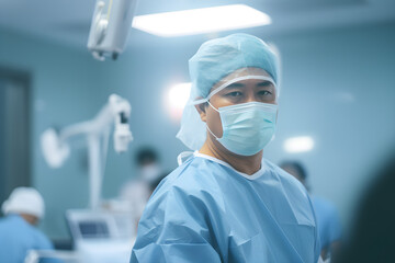 portrait of Asian surgeon in emergency room performing surgery