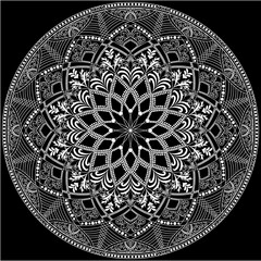 Mehndi Henna Drawing Circular Mandala pattern for tattoo, decoration premium product poster or painting. Decorative ornament in ethnic oriental style. Outline doodle hand draw illustration.