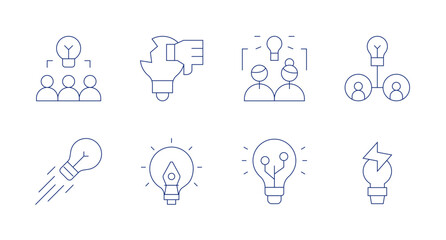 Creativity icons. Editable stroke. Containing idea, innovation, bad idea, creative, brainstorm, light bulb.