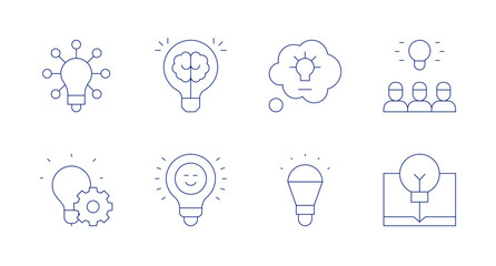 Creativity icons. Editable stroke. Containing idea, light bulb, thoughts, lightbulb, creative brain, creativity, brainstorming.