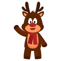 Reindeer Waving Hand Illustration
