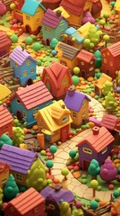Fototapeta na wymiar miniature village, clay 