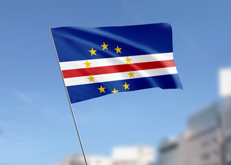 Cape Verde Islands flag waving in the wind.