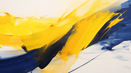 Vibrant Sunshine Yellow and Navy Blue Abstract Brush Strokes