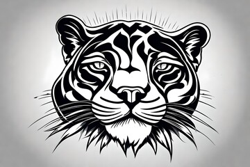 A Panther, Black and white, logo, isolated, and tattoo on a white background