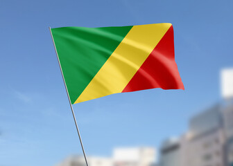 Congo flag waving in the wind.