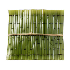 Green Bamboo Sushi Mat Isolated on Transparent or White Background, PNG