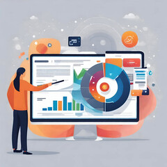 Abstract Visualisation of data and technology in graph form. 