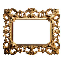 Gold Picture Frame Isolated on Transparent or White Background, PNG
