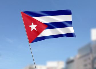 Cuba flag waving in the wind.