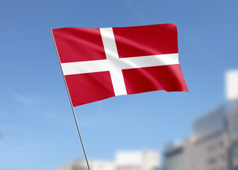 Denmark flag waving in the wind.