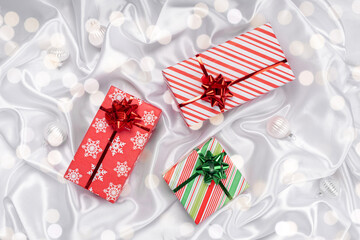 Obraz premium Christmas gift boxes on white background