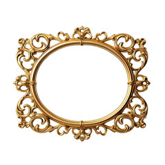 Gold Picture Frame Isolated on Transparent or White Background, PNG