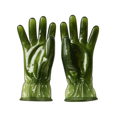Green Rubber Gardening Gloves Isolated on Transparent or White Background, PNG